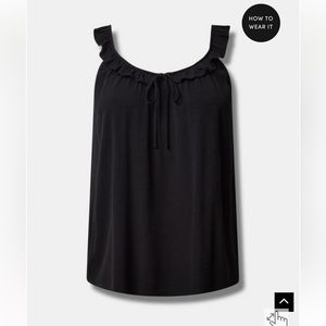 NWT Torrid size 1 ruffle front black crinkle gauze cami